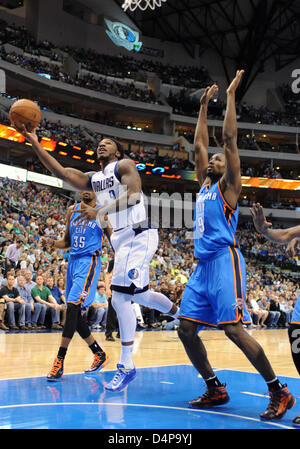 Mar 17, 2013 : Dallas Mavericks petit ailier Jae Crowder # 9 au cours d'un match de NBA entre les Oklahoma City Thunder et les Dallas Mavericks à l'American Airlines Center de Dallas, TX Texas a battu Dallas 107-101 Banque D'Images