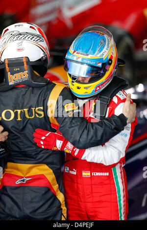 Formule 1 GP, en Australie en Melborne 17.03.2013, Kimi Raikkonen, Lotus F1 Team, Fernando Alonso, gagnante de la course, la Scuderia Ferrari, le parc ferme Photo:mspb/Damir Ivka Banque D'Images