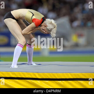 Athlète allemande Ariane Friedrich, représenté à la finale du saut en hauteur à la 12ème es Championnats du monde d'athlétisme, Berlin, Allemagne, 20 août 2009. Photo : Hannibal Banque D'Images