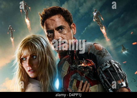 L'HOMME DE FER 32013 Marvel Studios/Walt Dsiney Studios Motion Pictures film avec Gwyneth Paltrow et Robert Downey Jr Banque D'Images