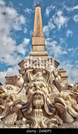 Fontaine et à l'obélisque de la Piazza della Rotonda à Rome, Italie Banque D'Images