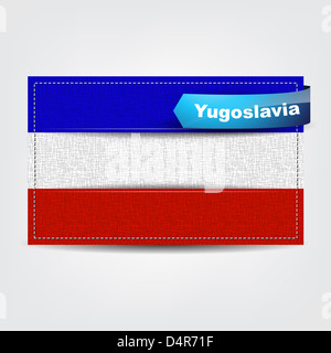 La texture du tissu du drapeau de la Yougoslavie avec un blue bow. Banque D'Images