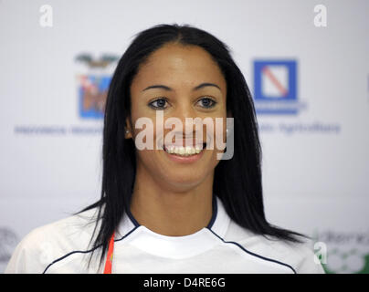 Cuba-athlète italien né Libania Grenot sourit lors d'une conférence de presse sur le prochain 12e es Championnats du monde d'athlétisme de Berlin 2009 à Berlin, Allemagne, 14 août 2009. La 12ème es Championnats du monde d'athlétisme de Berlin 2009 aura lieu du 15 au 23 août. Photo : Soeren Stache Banque D'Images