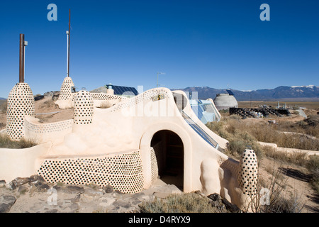 Nouveau Mexique : Taos-Earthships visitors center Banque D'Images