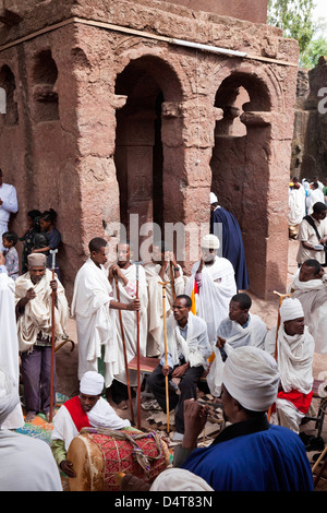 Cérémonie à Meskel Lalibela, Éthiopie Banque D'Images