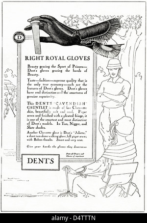 Période des années 1920 vintage publicité imprimer à partir de la publicité du magazine anglais DENT GANTS Banque D'Images