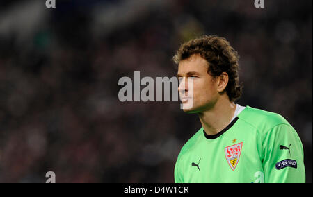 Gardien de but de Stuttgart, Jens Lehmann en photo lors de la Ligue des Champions match vs Vfb Stuttgart Unirea Urziceni à Mercedes-Benz Arena de Stuttgart, Allemagne, 09 décembre 2009. Stuttgart Unirea Urziceni défait 3-1. Photo : Marijan Murat Banque D'Images