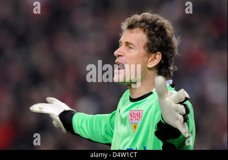Gardien de but de Stuttgart, Jens Lehmann lors des gestes la Ligue des Champions match vs Vfb Stuttgart Unirea Urziceni à Mercedes-Benz Arena de Stuttgart, Allemagne, 09 décembre 2009. Stuttgart Unirea Urziceni défait 3-1. Photo : Marijan Murat Banque D'Images