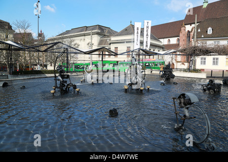 Une photographie de la fontaine de Tinguely à Bâle, Suisse. Banque D'Images