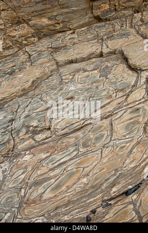 Anneaux de Liesegang dans les roches sédimentaires à Praia da Amoreira la réserve naturelle de la Costa Vicentina Algarve Portugal Europe Banque D'Images