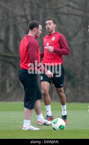 Cardiff, Wales, UK. 19 mars 2013. Lewin Nyatanga la formation avec le pays de Galles à l'équipe de football de l'hôtel Resort Vale et de pas en avant de leur international avec l'Écosse à la fin de semaine. Credit : Phil Rees / Alamy Live News Banque D'Images