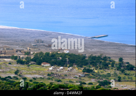 La dévastation de Plymouth et villes environnantes causé par le volcan de l'île de Montserrat dans les Caraïbes Banque D'Images