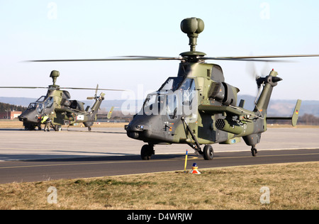 German Tiger Eurocopters à Fritzlar Airfield, Allemagne, en préparation de la campagne d'Afghanistan. Banque D'Images