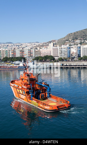 Canot de sauvetage. Port de Ténérife. Muelle de Pescadores, Puerto de Los Cristianos, Îles Canaries, Espagne. Banque D'Images