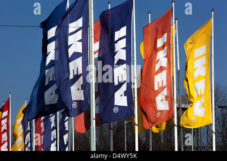 Logo ad IKEA, supermarché Prague Praha République Tchèque Banque D'Images