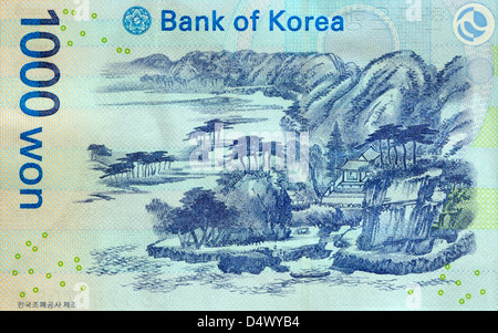 La Corée du Sud a gagné un millier de Bank Note Banque D'Images