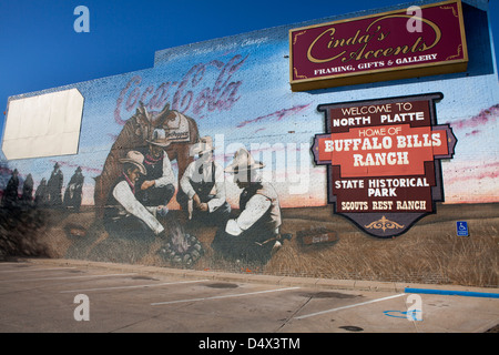 Une célèbre fresque sur un mur à North Platte, Nebraska, USA Banque D'Images