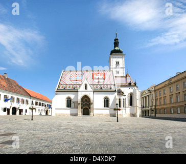 L'église de Saint Marc est l'un des plus vieux bâtiments monuments à Zagreb Croatie Banque D'Images