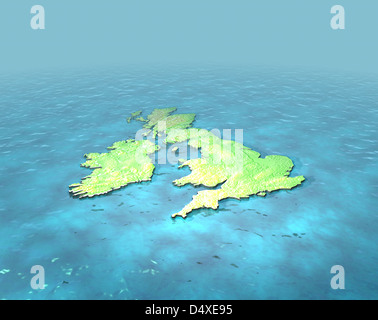 3D render of the British Isles 3D render of the British Isles sur fond de mer Banque D'Images