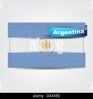 La texture du tissu du drapeau de l'Argentine avec un blue bow. Banque D'Images