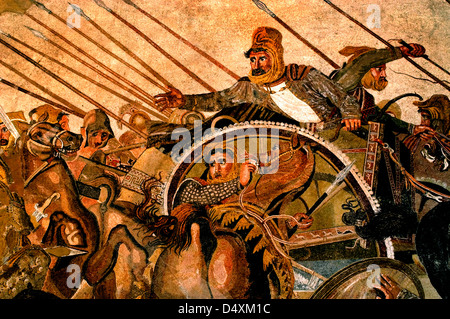 Roi Perse Darius III bataille avec Alexandre le Grand Issos 331 B. C . Pompéi mosaïque 100 av. Cette image est Darius III Banque D'Images