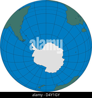 Carte du monde globe Antarctique Pôle Sud Banque D'Images