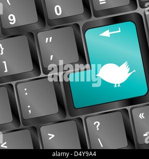 White Bird silhouette sur ordinateur clavier pc Banque D'Images