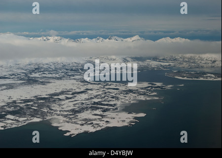 Vue aérienne du nord de la Norvège. Banque D'Images