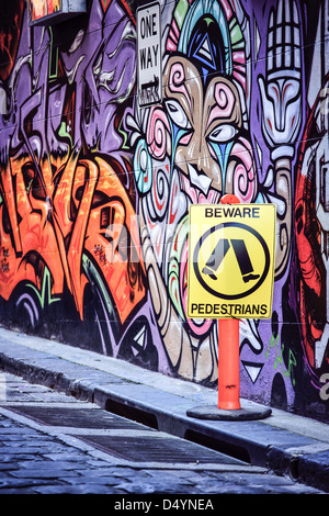 Melbourne's Hosier & Rutledge sont des voies d'un célèbre monument où les artistes de rue sont admis pour décorer les murs. Banque D'Images