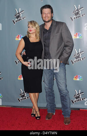 Los Angeles, Californie, États-Unis 20 mars 2013. Blake Shelton, Miranda Lambert arrivent à NBC's ''La voix'' Saison 4 Premiere3 à TLC Chinese Theatre, Los Angeles. Image Crédit : Crédit : TLeopold ZUMAPRESS.com/Alamy/Photos/Globe Live News Banque D'Images