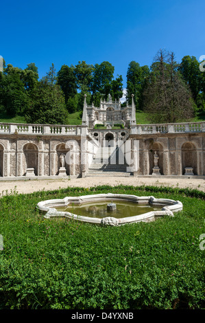 Europe Italie Piémont Turin Savoie Résidence Villa du Roi et Reine Selvaggio Cove Masque de Fontaine la cour d'honneur Banque D'Images