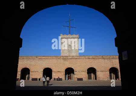 Château de Montjuic, cour, Barcelone, Espagne Banque D'Images