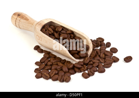 Grain de café torréfié isolated on white Banque D'Images