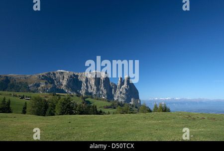 Compatsch, Italie, donnant sur la Schlernmassiv Banque D'Images