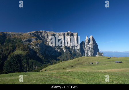 Compatsch, Italie, donnant sur la Schlernmassiv Banque D'Images