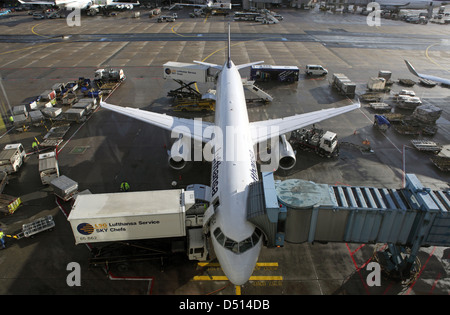 Frankfurt am Main, Allemagne, Lufthansa appareil à l'aéroport de Francfort Banque D'Images