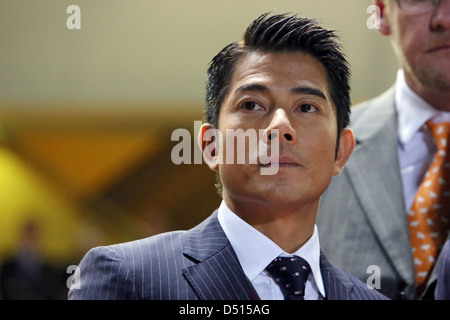 Hong Kong, Chine, Aaron Kwok, acteur et Ambassadeur de l'élégance de la montre Longines fabricant Banque D'Images