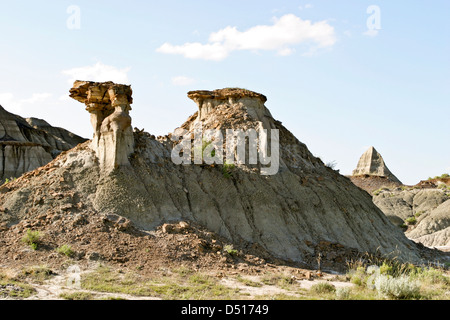 Camel Rock se trouve dans les badlands au parc provincial Dinosaur, en Alberta Canada Banque D'Images