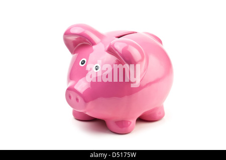 Cochon rose argent fort isolé Banque D'Images