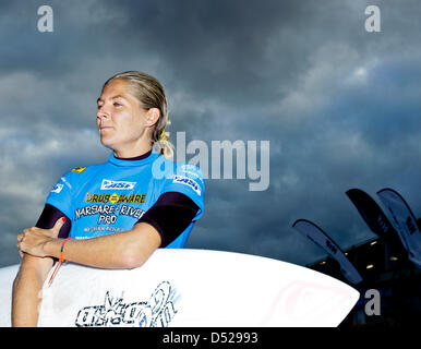 Margaret River, Australie. 22 mars 2013. Stephanie Gilmore (AUS) donne une interview après avoir remporté son quart de finale au jour 7 de la conscience Margaret River Pro à Surfers Point Prevally Park l'ouest de l'Australie. Credit : Action Plus de Sports / Alamy Live News Banque D'Images