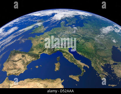 Vue de la Terre depuis l'espace, de l'Europe Banque D'Images