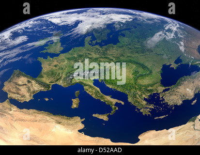 Vue de la Terre depuis l'espace, de l'Europe Banque D'Images