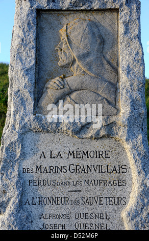 Sculpture en mémoire de le marin perdu en mer,Grandville,Pointe du Roc,Manche,Basse-Normandie,Cotentin,France Banque D'Images