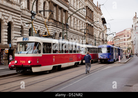 Tram n°22. Tramways dans le centre-ville de Prague, République tchèque Banque D'Images