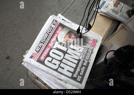 New York City, United States, headline la mort d'Oussama Ben Laden sur le New York Post Banque D'Images