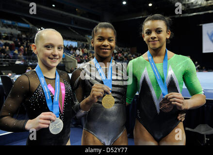 Liverpool, Royaume-Uni. 22 mars 2013. Championnats britannique Liverpool Echo Arena 22.3.13 Championnats britannique Junior. Amy Tinkler,Tyesha Mattis et Elissa Downie. Credit : ALAN EDWARDS / Alamy Live News Banque D'Images