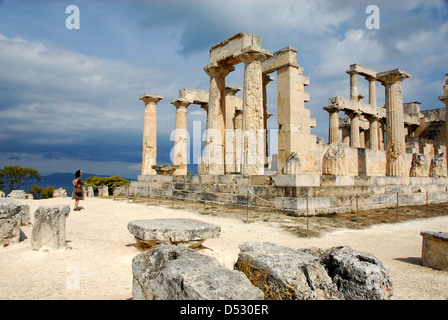 Temple d'Aphaia sur l'île grecque d'Egine, Grèce Banque D'Images