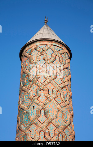 Minaret, madrasa yakutiye, ville d'Erzurum, l'Anatolie orientale, la Turquie, l'Asie Banque D'Images