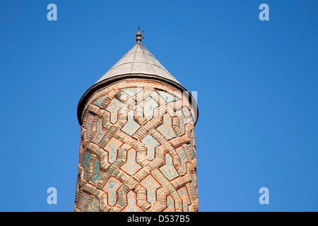 Minaret, madrasa yakutiye, ville d'Erzurum, l'Anatolie orientale, la Turquie, l'Asie Banque D'Images