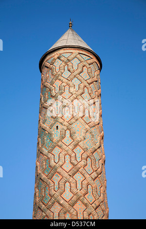 Minaret, madrasa yakutiye, ville d'Erzurum, l'Anatolie orientale, la Turquie, l'Asie Banque D'Images